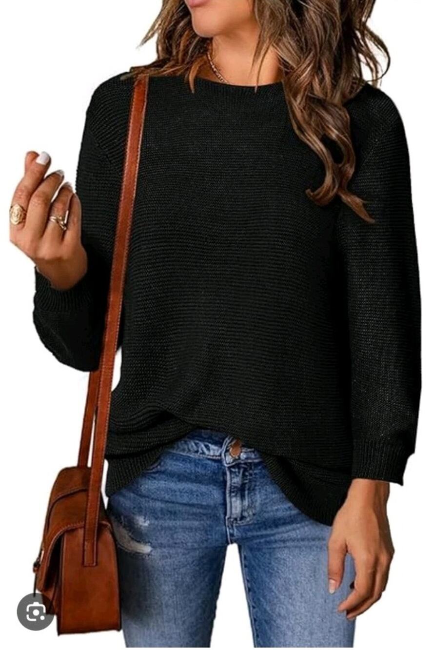 Allimy Women's Crewneck Chic Knit Fall Dressy Sweaters for Women Size 2XL